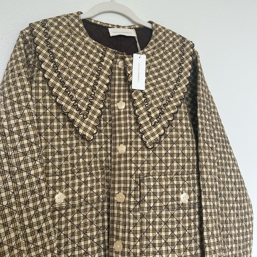 NWT Loeffler Randall James Quilted Jacket in Brown / Butter - Picture 3 of 7